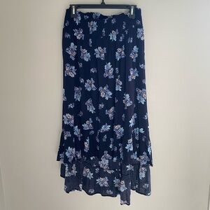 Lane Bryant blue‎ floral flowy high low skirt size 24